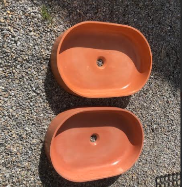 Lot de 2 Vasques de salle de bain en beton teracotta brique