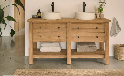 Meuble sous vasque de salle de bain  Bouregreg (2x2 tiroirs superposés)