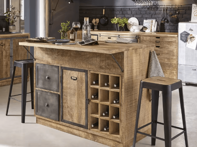 meuble Ilôt de cuisine sur mesure Copacabana - TimberSteel Atelier