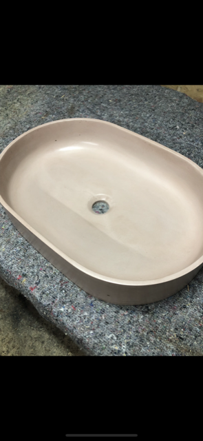 lot de 2 X Vasques de salle de bain en beton a poser  beige