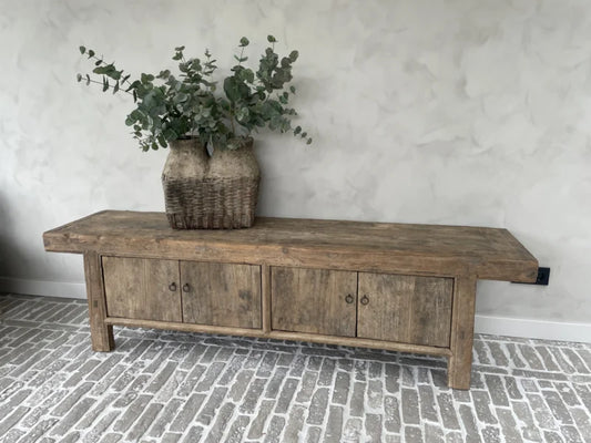 Meuble TV bois ancien – Épicéa massif Brocéliande 🌿✨ - TimberSteel Atelier
