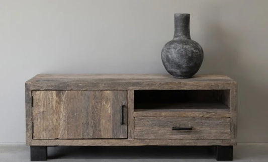 Meuble TV bois ancien – Épicéa massif Buçaco 🌿✨ - TimberSteel Atelier