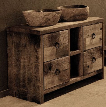 Meuble de salle de bain sous vasque vieilli 14