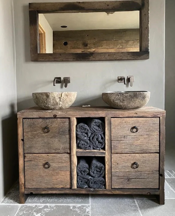 Meuble de salle de bain sous vasque vieilli 4