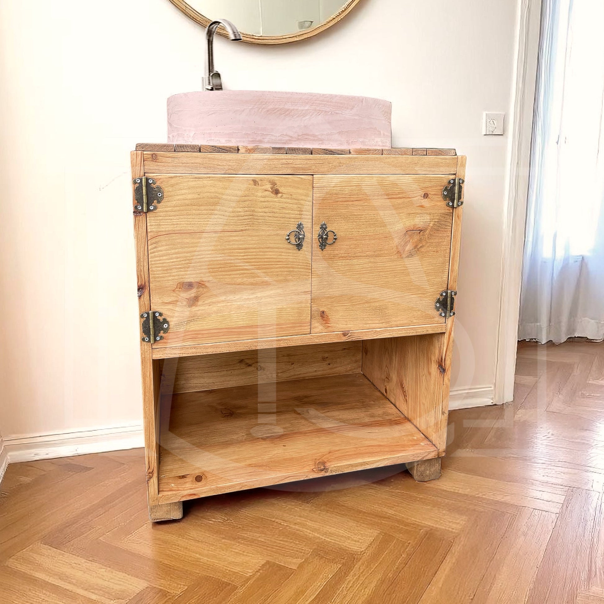 Petit Meuble Sous Vasque en Bois Massif Danube – Fabrication Artisanale en Bretagne - TimberSteel Atelier