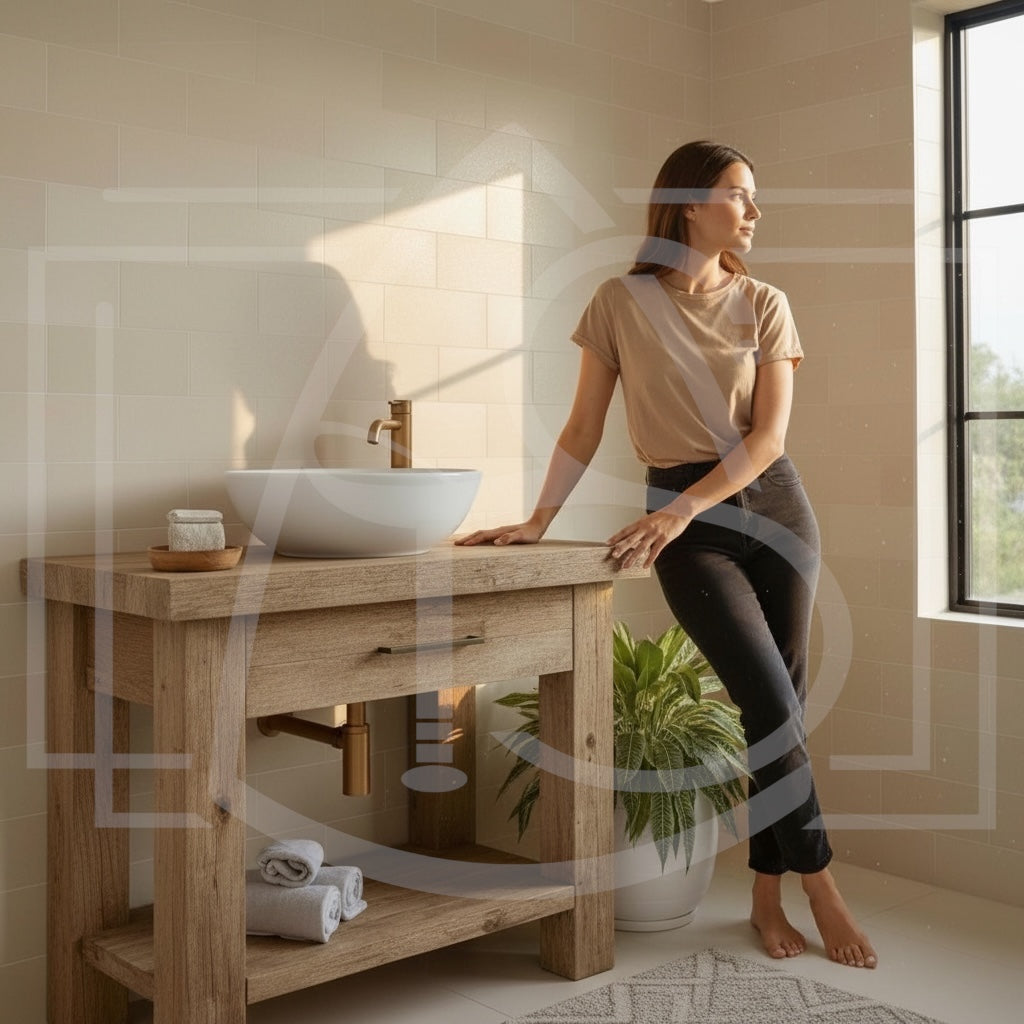 Meuble sous vasque de salle de bain style etabli 2