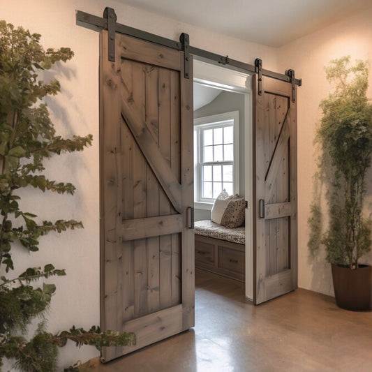 porte coulissante en bois simple ou double  avec systeme de rail