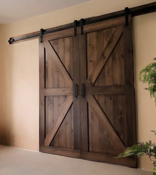 Porte coulissante bois double corneille