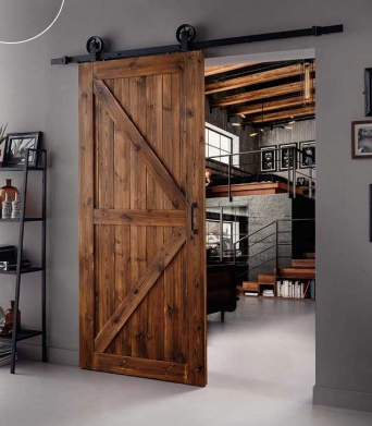 Porte coulissante bois double corneille