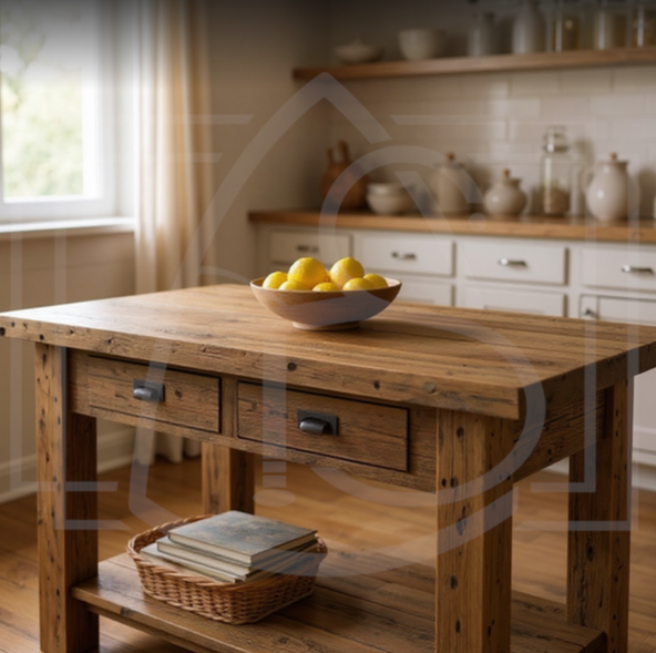 TABLE ILOT DE CUISINE CENTRALE timbersteel-atelier