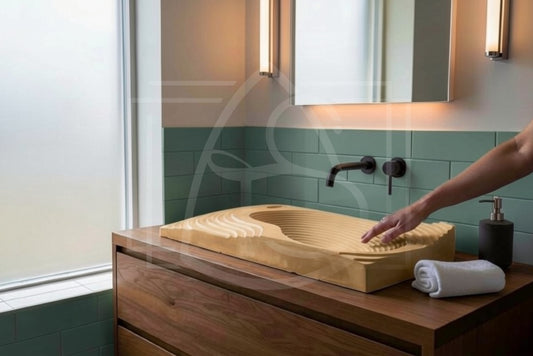 Vasque Kaveri – Vasque design sculptée en béton jaune