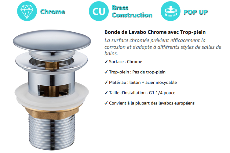 bonde evier de salle de bain 