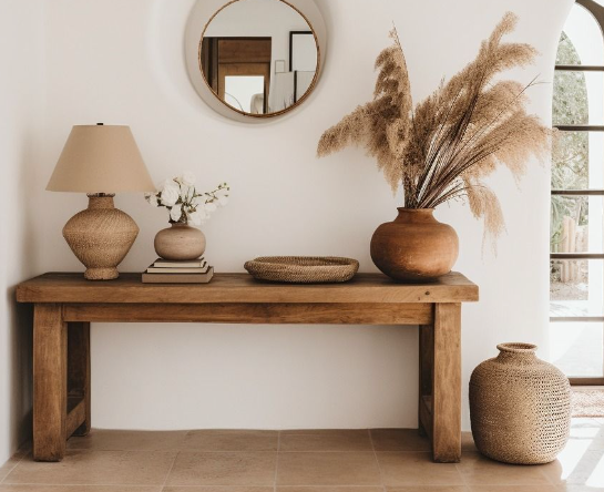 console d'entrée en bois massif