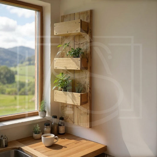 Étagère murale en bois massif Bonifatu – 4 tablettes – Fabrication artisanale