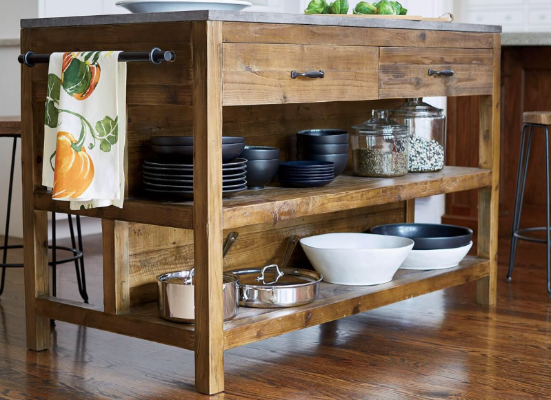 ilot de cuisine en bois massif fabriqué sur mesure  timbersteel atelier en bretagne