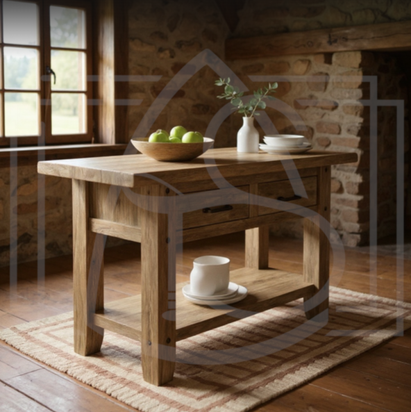 ilot de cuisine en bois massif chene clair