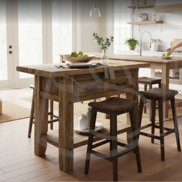 ilot de cuisine en bois massif chene moyen