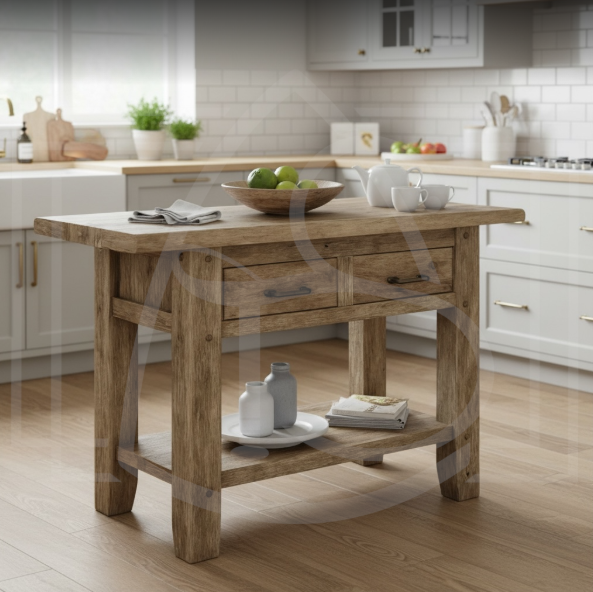 ilot de cuisine en bois massif pour tabouret