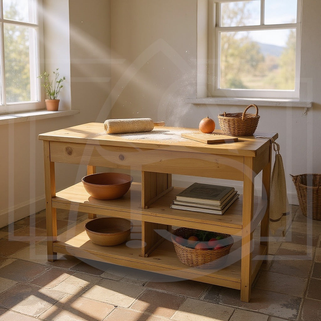 Îlot de Cuisine en Bois mississipi (avec Plan de Travail) - TimberSteel Atelier