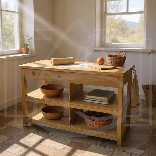 Îlot de Cuisine en Bois mississipi (avec Plan de Travail) - TimberSteel Atelier