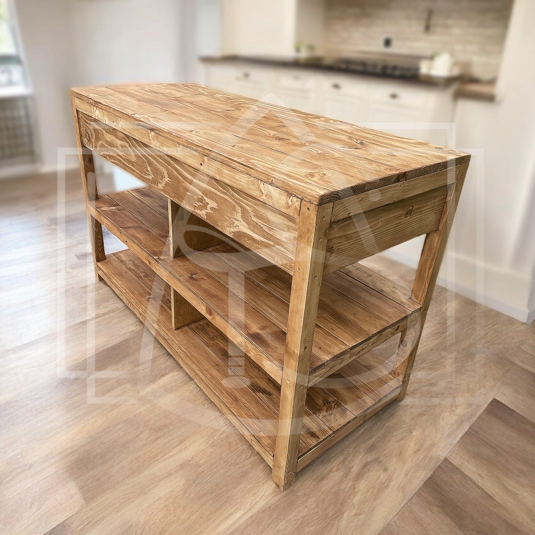Îlot de Cuisine en Bois mississipi (avec Plan de Travail) - TimberSteel Atelier