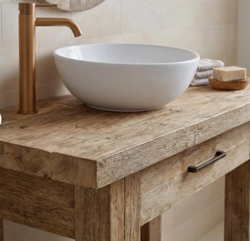  petit meuble salle de bain pour vasque chene fonc