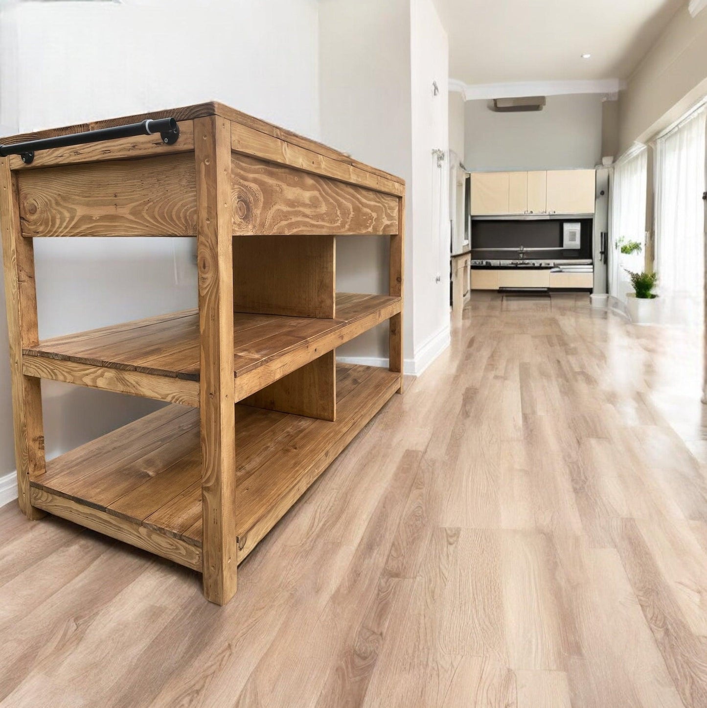 Îlot de Cuisine en Bois mississipi (avec Plan de Travail) - TimberSteel Atelier
