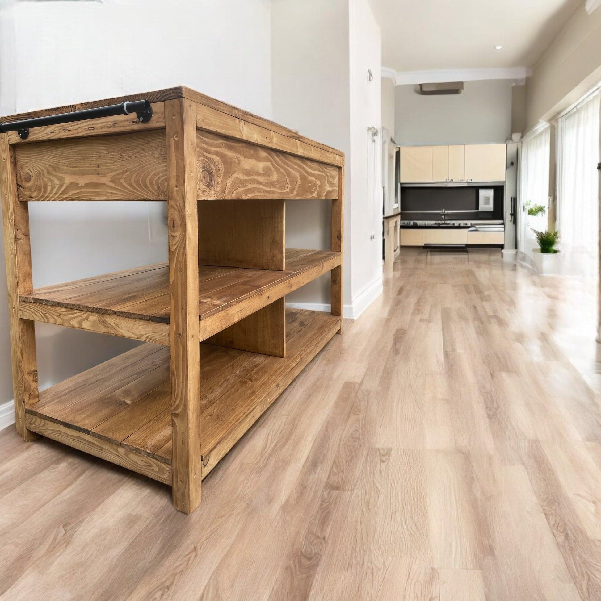 Îlot de Cuisine en Bois mississipi (avec Plan de Travail) - TimberSteel Atelier