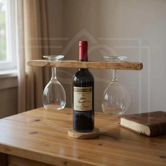 Support en bois massif pour verre à vin et bouteille - TimberSteel Atelier