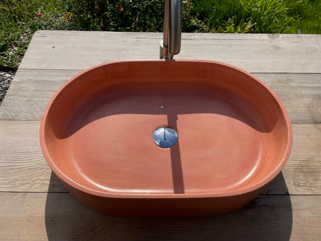 vasque a poser en beton orange timberseel-atelier