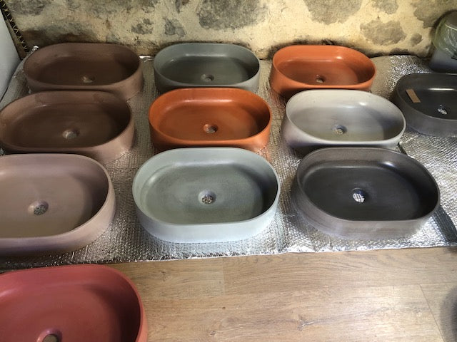 vasque evier en beton  poser pour meuble de salle de bain